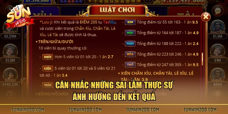 Cân nhắc những sai lầm thực sự ảnh hưởng đến kết quả
