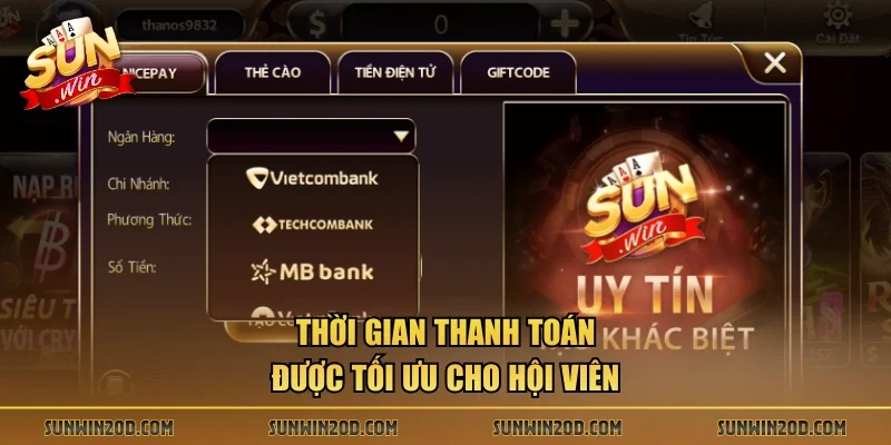 Thời gian thanh toán được tối ưu cho hội viên